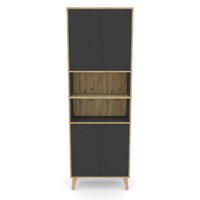 Badschrank MORENA mit 4 Türen und 2 offenen Fächern, Grau/Eiche