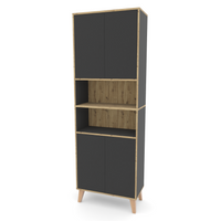 Badschrank MORENA mit 4 Türen und 2 offenen Fächern, Grau/Eiche