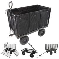 Schwerlast Gartenwagen aus Stahl mit Gummireifen und Klappseiten, 400 kg