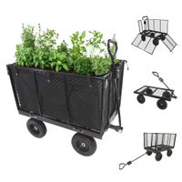 Schwerlast Gartenwagen aus Stahl mit Gummireifen und Klappseiten, 400 kg