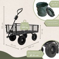 Gartenwagen Metall mit 2 Laubsäcken, 300 kg belastbar, Gartenarbeit