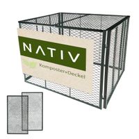 Komposter mit Deckel 80x80x70 cm, dunkelgrün – stabiler Metallkomposter für Garten