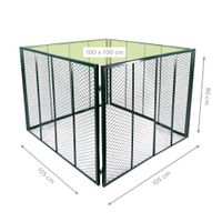 Komposter 100x100x80 cm mit Deckel, dunkelgrün – stabiler Metallkomposter für Garten