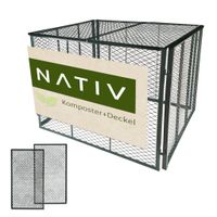 Komposter 100x100x80 cm mit Deckel, dunkelgrün – stabiler Metallkomposter für Garten