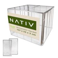 Komposter mit Deckel 100x100x80 cm, silber – stabiler Metallkomposter für Garten