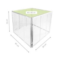 Komposter 80x80x70 cm mit Deckel, silber – stabiler Metallkomposter für Garten