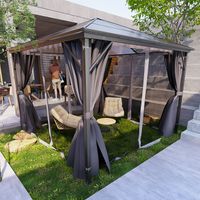 Pavillon Rom 3x3 m, Gartenüberdachung mit Polycarbonat, stabil mit Zubehör, wetterbeständig