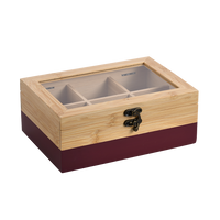 TeeBox mit 6Fächern,Bambus, FSC, rot
