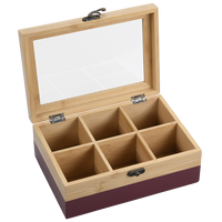 TeeBox mit 6Fächern,Bambus, FSC, rot