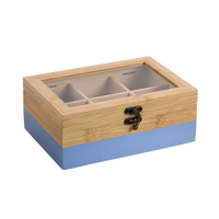 TeeBox mit 6Fächern,Bambus, FSC, blau