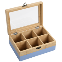 TeeBox mit 6Fächern,Bambus, FSC, blau