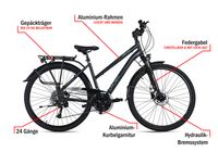 DaCapo Trekkingrad Damen 28'' Firenze 300 Touren Bike 24 Gänge Aluminium Anthrazit