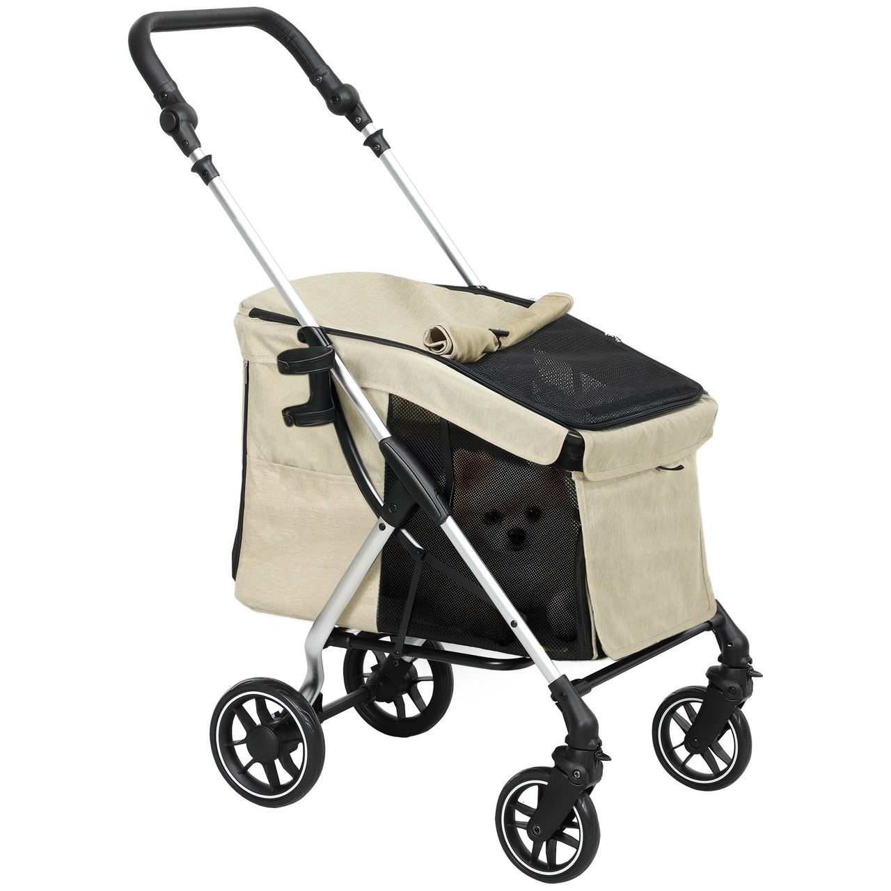 PawHut Hundewagen Hundebuggy klappbar für Hunde &amp; Katzen bis 10 kg Katzenbuggy