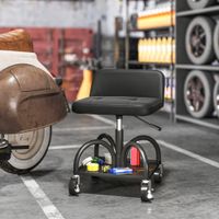 Werkstatthocker mit Rollen Ablagefläche, 58,5 cm hoch Rollhocker