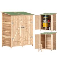 Gartenschrank Holz, Geräteschuppen wetterfest 140 x 75 x 157cm Natur