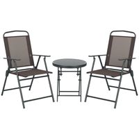 Bistro-Set 3-teilig aus Metall Wetterfest Gartenmöbel Set mit Glastisch