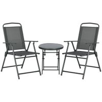 Bistro-Set 3-teilig aus Metall Wetterfest Gartenmöbel Set mit Glastisch