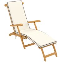 Sonnenliege Holz klappbar Gartenliege mit Fußstütze, Matratze Teak