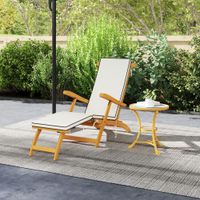 Sonnenliege Holz klappbar Gartenliege mit Fußstütze, Matratze Teak