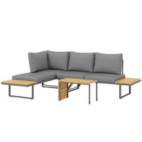 Gartenmöbel Set Holz 6 Personen L-Förmig Gartenlounge mit Eckbank