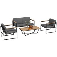 Gartenmöbel Set 4 Personen wetterfest Balkonmöbel-Set mit 2er Sofa