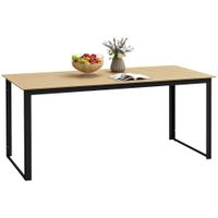 Gartentisch Metall 175x78 cm Wetterfest Balkontisch mit Holzoptik