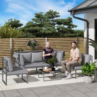 Gartenmöbel Set wetterfest Stahl Sitzgruppe für 5 Personen Gartenlounge