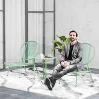 Bistro-Set 3-teilig aus Stahl Wetterfest Gartenmöbel Set Outdoor