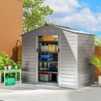 Verzinkter Stahl Gerätehaus 2,43㎡ 213x131x192cm Geräteschuppen Grau