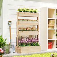 Hochbeet Holz, 4 Ebene Pflanzbeet mit Entwässerungslöcher Frühbeet