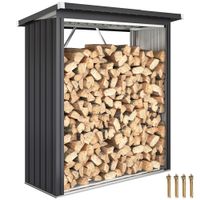 Kaminholzregal Außen Stahl 150 x 66,5 x 150 cm erhöhtes Brennholzregal