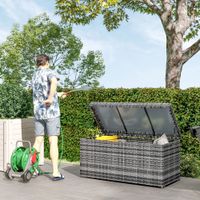 Rattan Auflagenbox 380L wetterfest Kissenbox mit Deckel Stauraum
