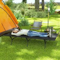 Feldbett faltbar Campingbett mit Tragetasche 200 x 100 x 36 cm Schwarz