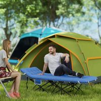 Feldbett faltbar Campingbett mit Matratze Kopfkissen Seitentasche