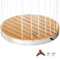 Bodendusche Gartendusche mit einstellbar Fußrad Holzoptik Aluminium