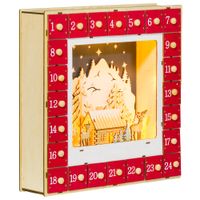 HOMCOM Adventskalender Weihnachtsdekoration 24 Schubladen LED-Lichtern MDF