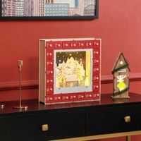 HOMCOM Adventskalender Weihnachtsdekoration 24 Schubladen LED-Lichtern MDF