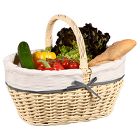 Einkaufskorb m. Textilfutter, weiß