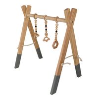 Spielbogen Baby aus Kiefernholz natur, klappbar mit Anhängern