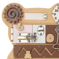 Montessori Busy Board Holz, 14-in-1 Motorikbrett für Kinder