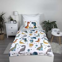 Dino Bettwäsche-Set für Kinderbett – 100×135 cm + 40×60 cm