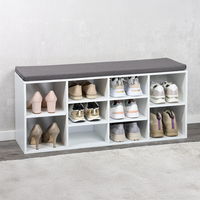 Schuhschrank mit Sitzkissen, weiß, FSC