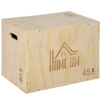 Plyo Box, Sprungbox aus Holz, Plyometric Plattform mit Griff, Naturholz