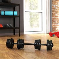 2-in-1 Hantel Set, 20 kg verstellbar Dumbbell Set mit 12 Hantelscheiben Schwarz