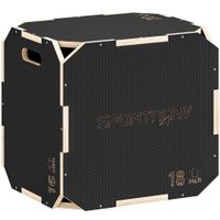3 in 1 Plyo Box, Sprungbox, eckenfreie Plyometric Plattform mit Griff Schwarz