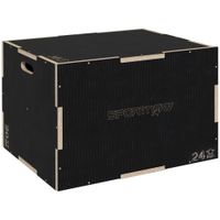 3 in 1 Plyo Box, Sprungbox aus Holz, Plyometric Plattform mit Griff Schwarz