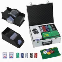 Pokerkoffer abschließbar Pokerset mit Koffer 300 Chips Karten 5 Würfel Dealer