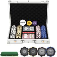 Pokerkoffer abschließbar Pokerset mit Koffer 200 Chips Karten 5 Würfel Button