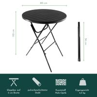Stehtisch klappbar 80x110 cm schwarz Holz-Optik, Kunststofftischplatte