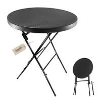 Stehtisch klappbar 80 cm schwarz in Rattan-Optik, Höhe 110 cm